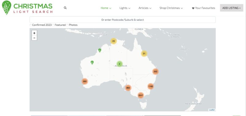 オーストラリアの住宅クリスマス・イルミネーション検索サイト「Christmas Light Search」